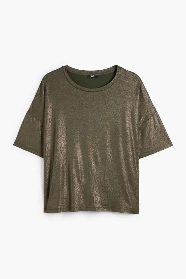 Damen - T-Shirt - glänzend - dunkelgrün