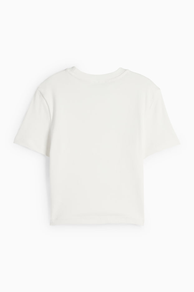 Dona - Samarreta crop de mànigues curtes - blanc