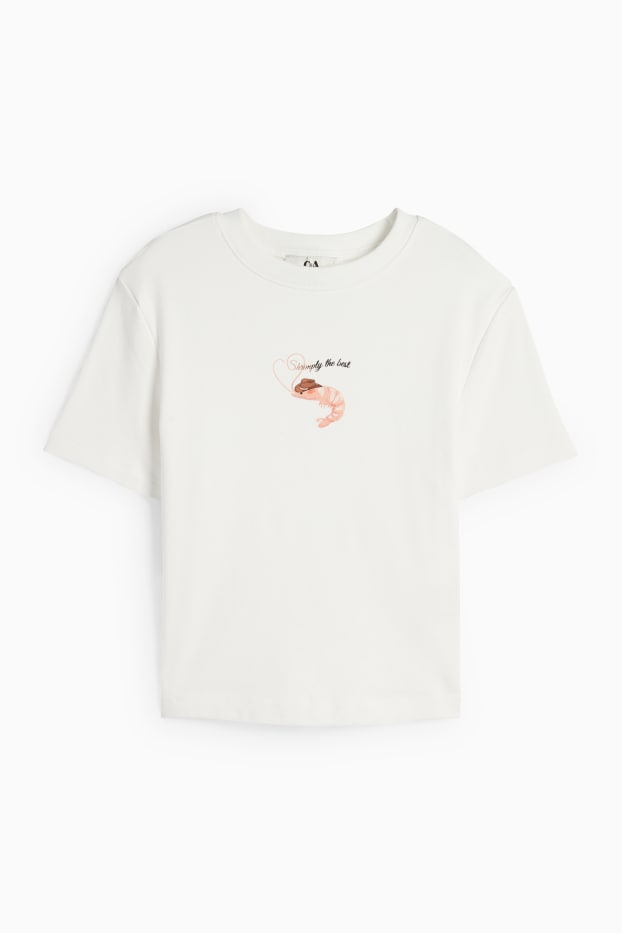 Dona - Samarreta crop de mànigues curtes - blanc