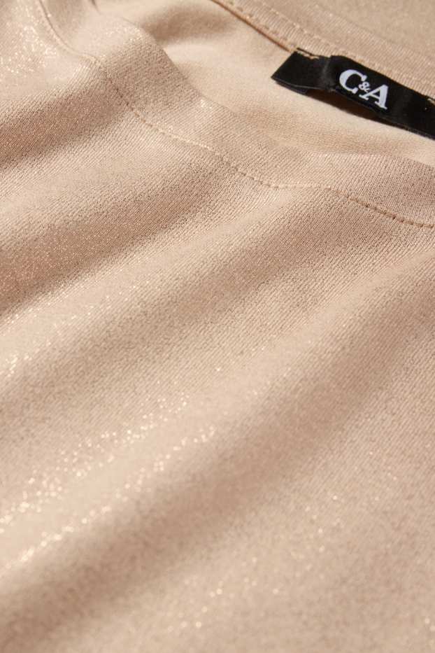 Dona - Samarreta de mànigues curtes - brillant - beix