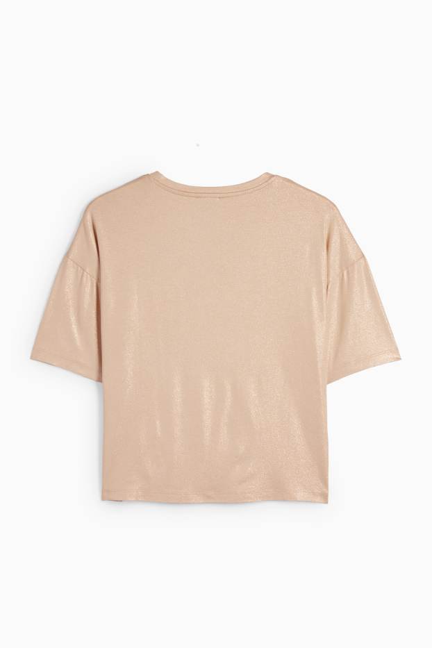 Dona - Samarreta de mànigues curtes - brillant - beix