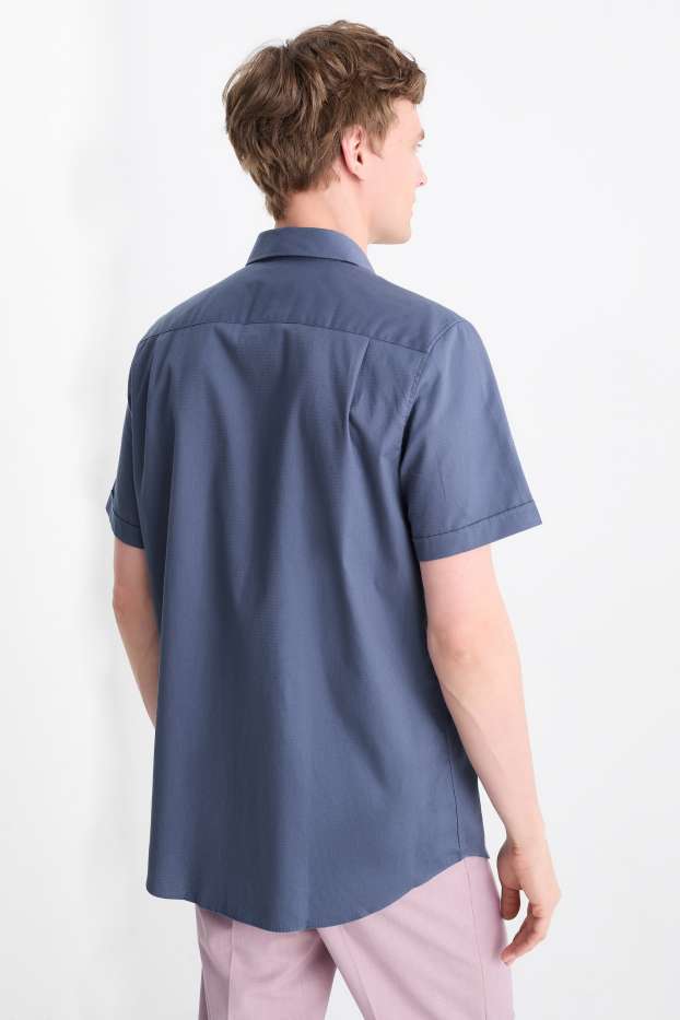 Uomo - Camicia business - regular fit - collo all'italiana - facile da stirare - blu scuro
