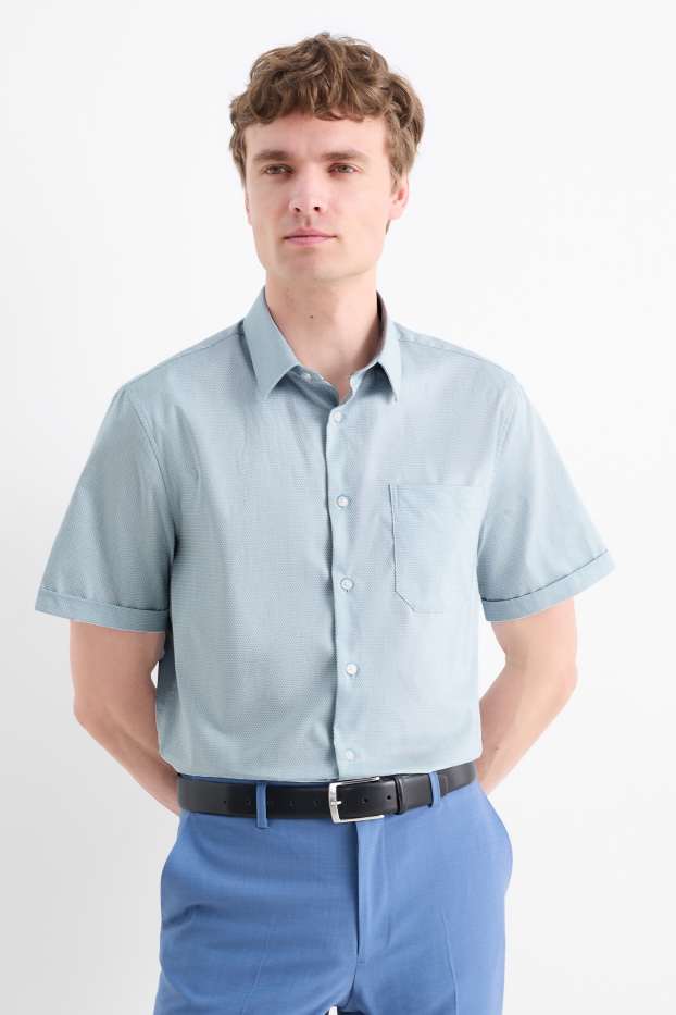Hommes - Chemise de bureau - regular fit - col kent - facile à repasser - bleu clair