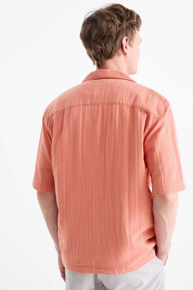 Herren - Musselin-Hemd - Relaxed Fit - Reverskragen - dunkelorange