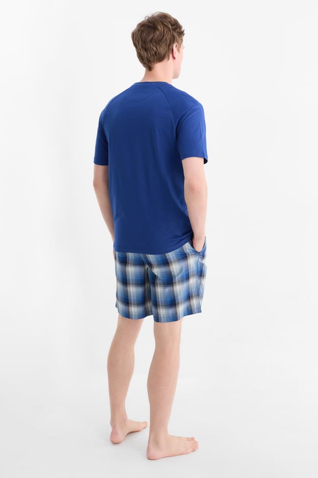 Herren - Shorty-Pyjama - blau