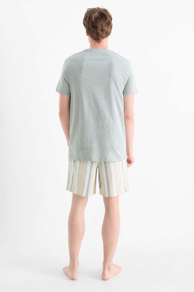 Hommes - Pyjashort - vert menthe