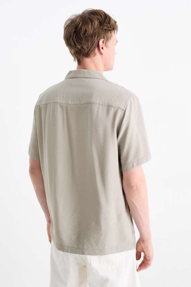 Pánské - Košile - regular fit - klopový límec - šedá