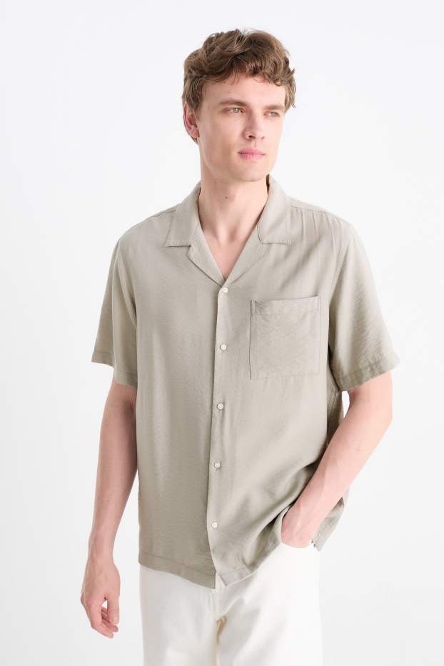 Pánské - Košile - regular fit - klopový límec - šedá