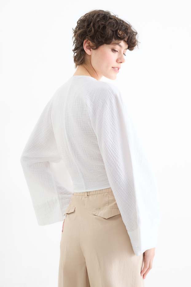 Dames - Blouse van mousseline - wit