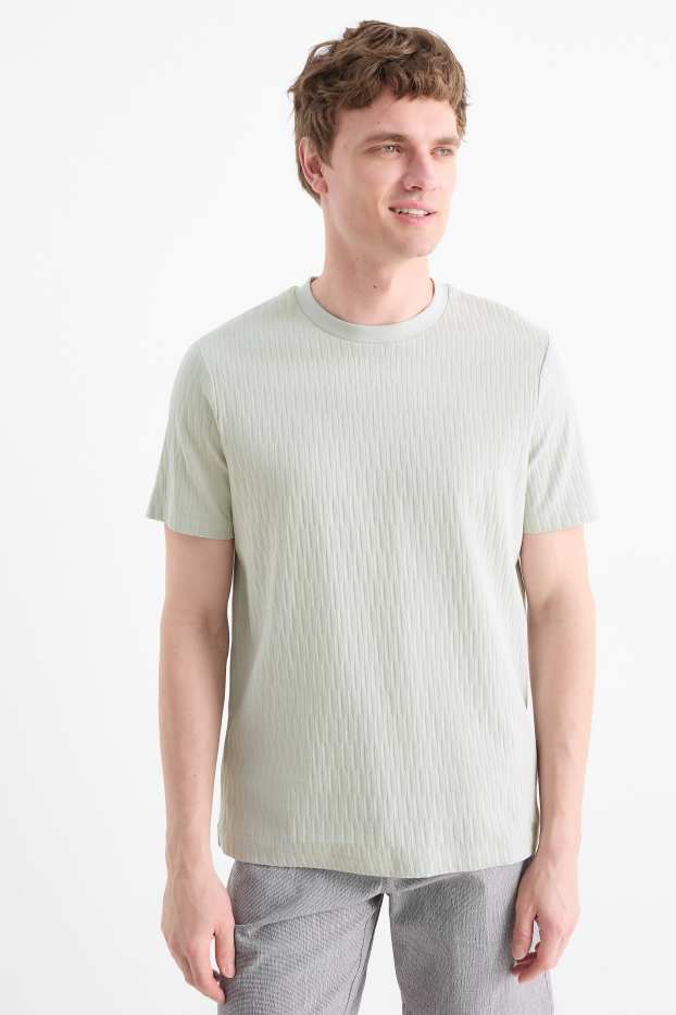 Pánské - Tričko - regular fit - strukturované - šedá