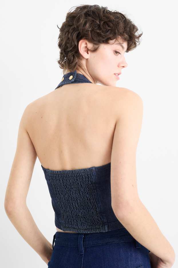 Women - Denim waistcoat - denim-dark blue