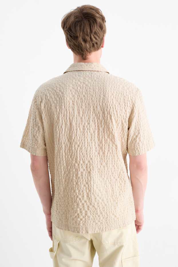 Herren - Hemd - Relaxed Fit - Reverskragen - kariert - beige