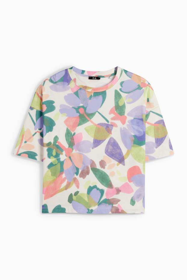 Femmes - T-shirt - regular fit - à fleurs - coloré