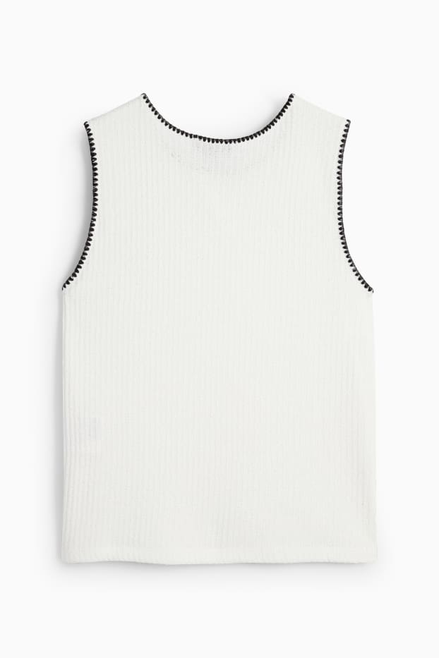 Dames - Gebreide top - ribstof - wit