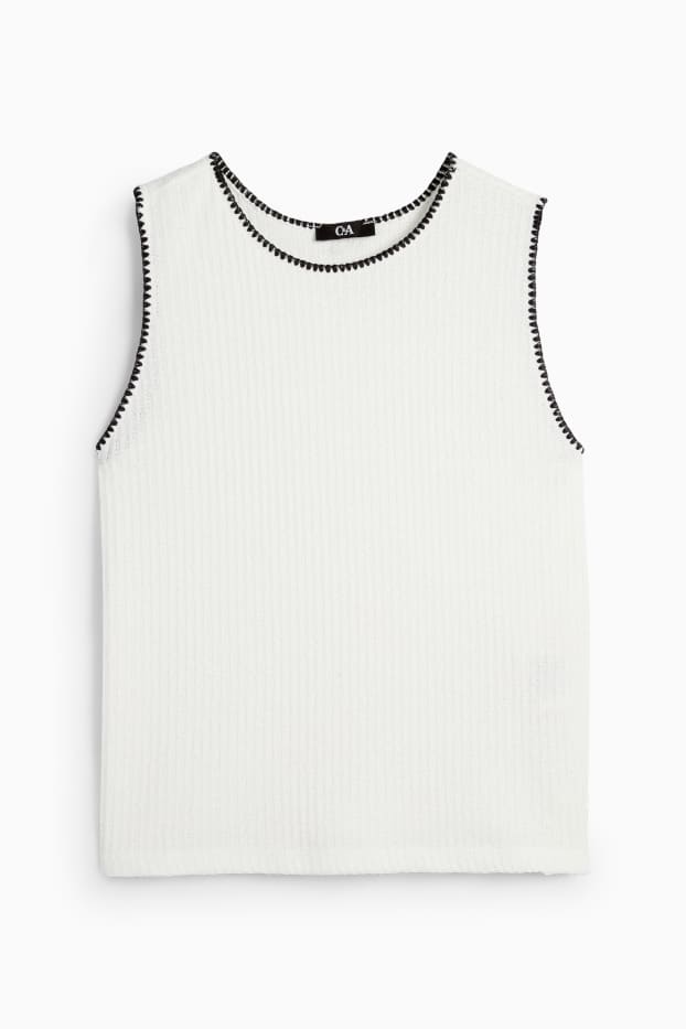 Dames - Gebreide top - ribstof - wit