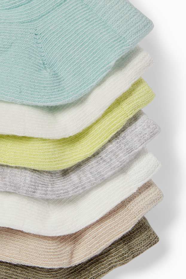 Bebés niños - Pack de 7 - calcetines tobilleros para bebé - de canalé - verde menta