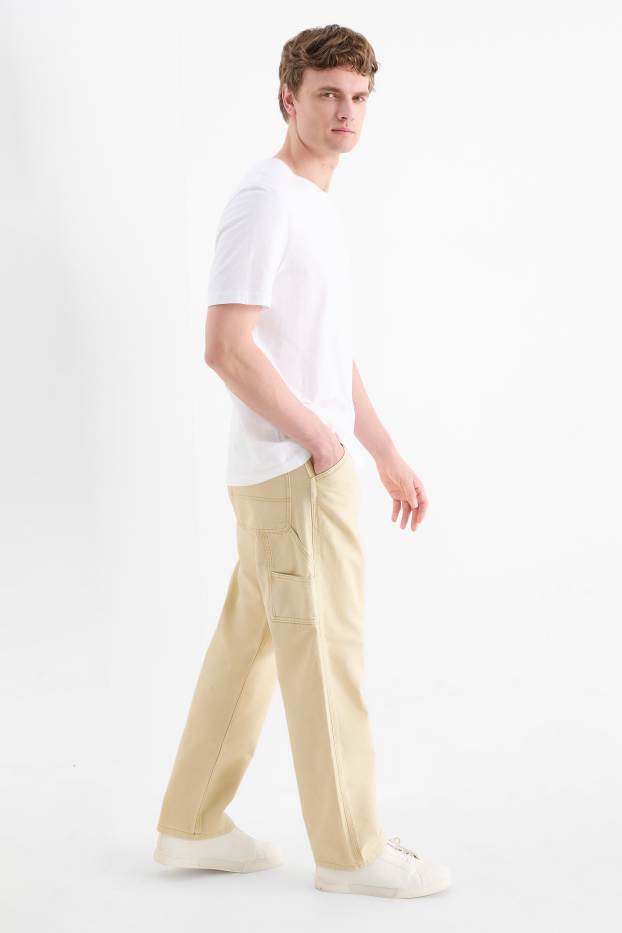 Heren - Relaxed jeans - licht beige