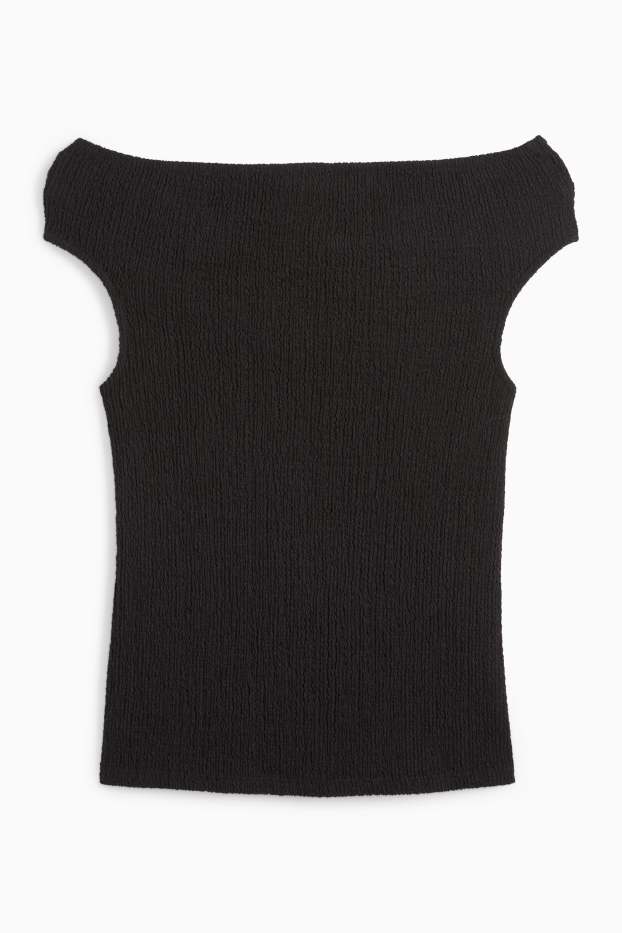 Dona - Samarreta de mànigues curtes - texturada - negre