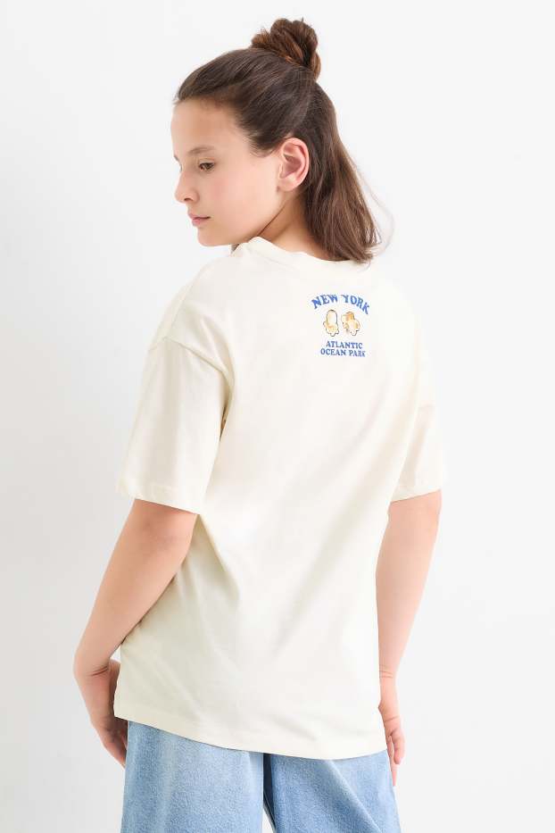 Children Girls - Popcorn - short sleeve T-shirt - light beige