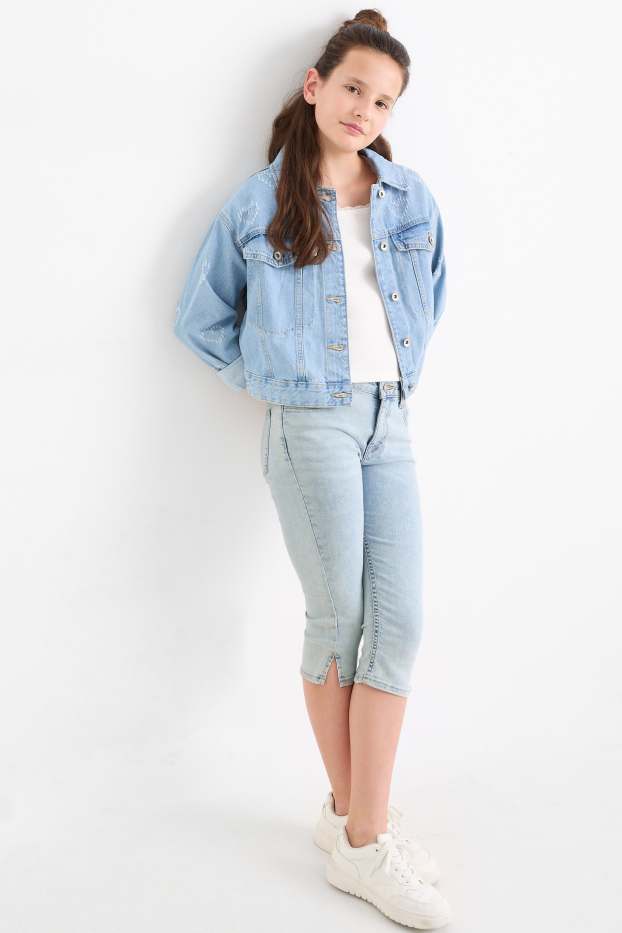 Copii - Fete - Jeans capri - LYCRA® - denim-albastru deschis