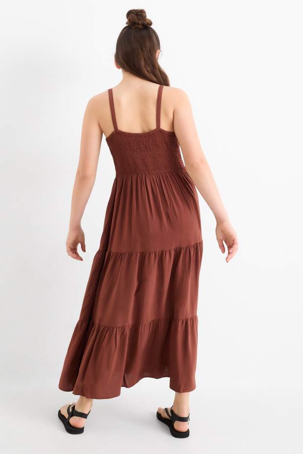 Children Girls - Dress - dark brown