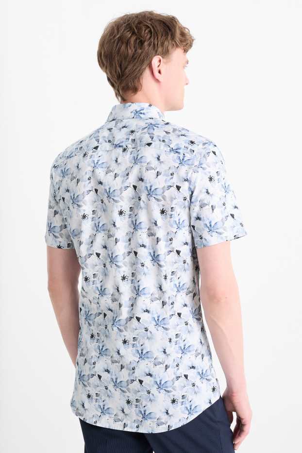 Hombre - Camisa de oficina - slim fit - Kent - blanco / azul claro