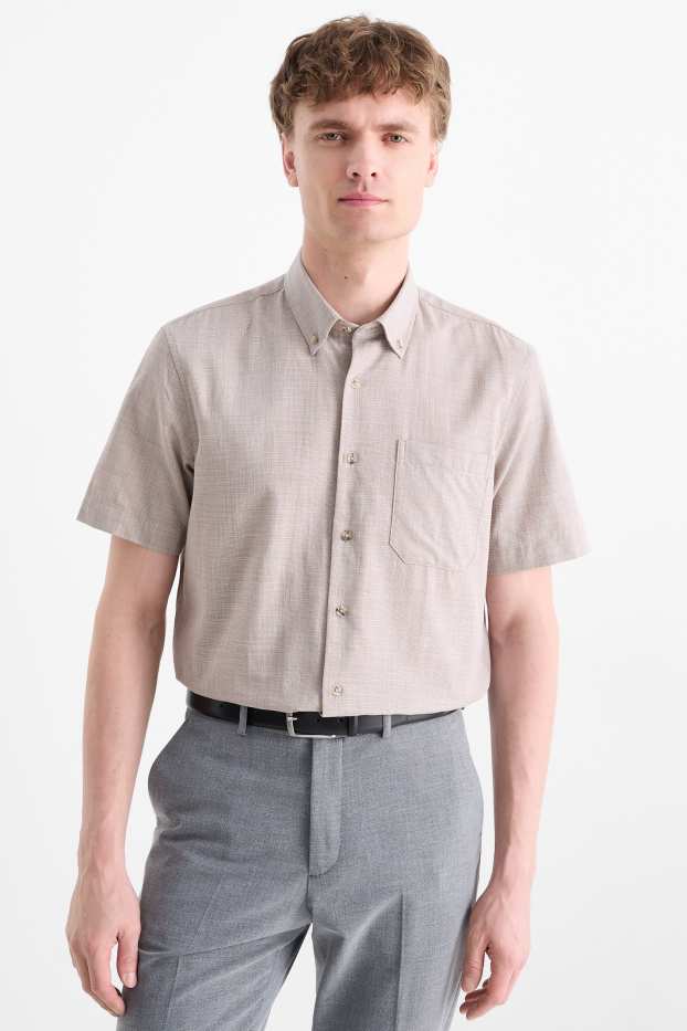 Herren - Businesshemd - Regular Fit - Button-down - taupe