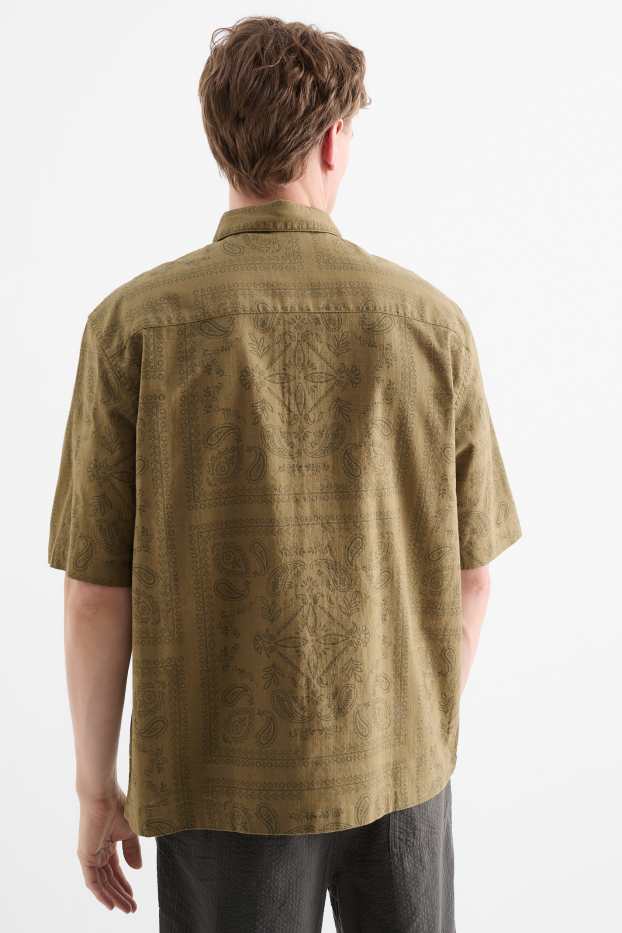 Heren - Overhemd - regular fit - kent - met patroon - groen