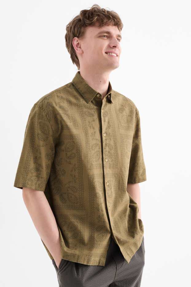 Heren - Overhemd - regular fit - kent - met patroon - groen