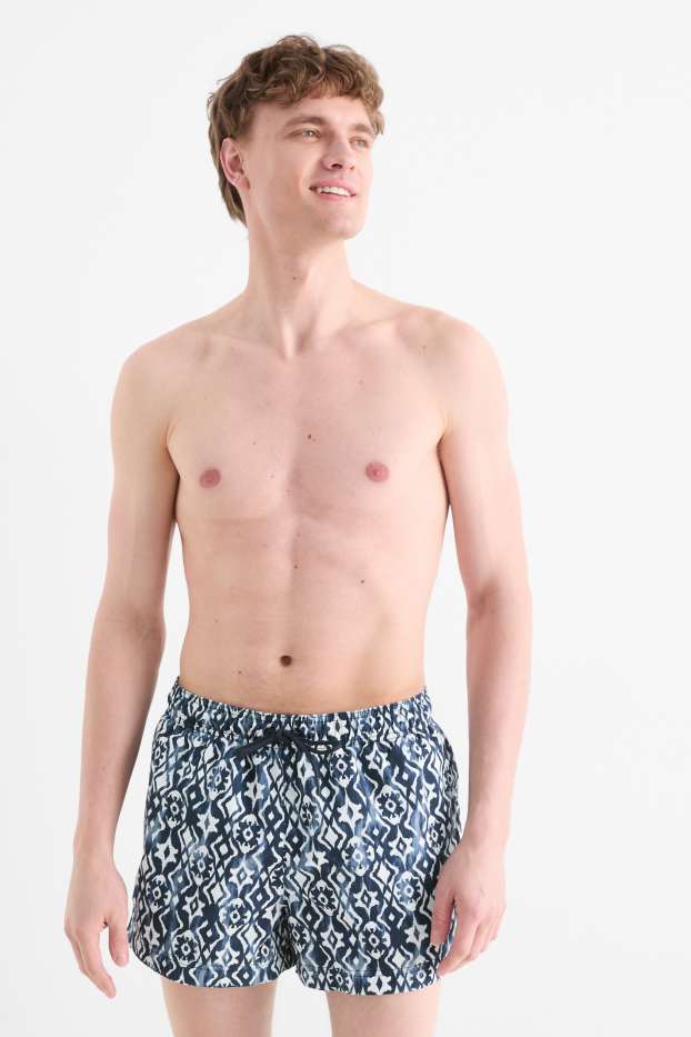 Herren - Badeshorts - gemustert - dunkelblau