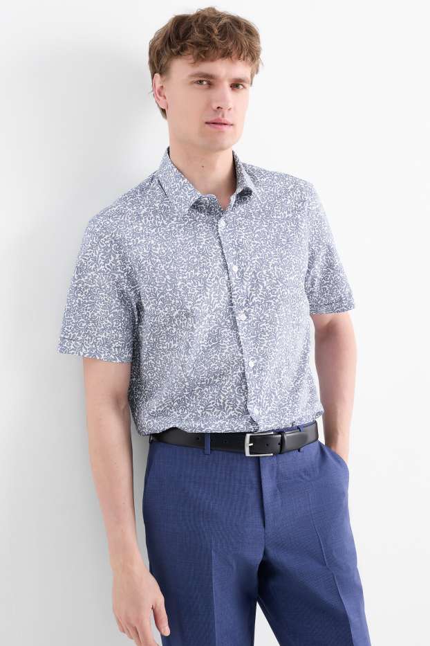 Hommes - Chemise - regular fit - col kent - à motif - bleu