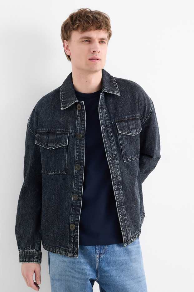 Bărbați - Jachetă tip cămașă de blugi - regular fit - guler Kent - denim-albastru închis