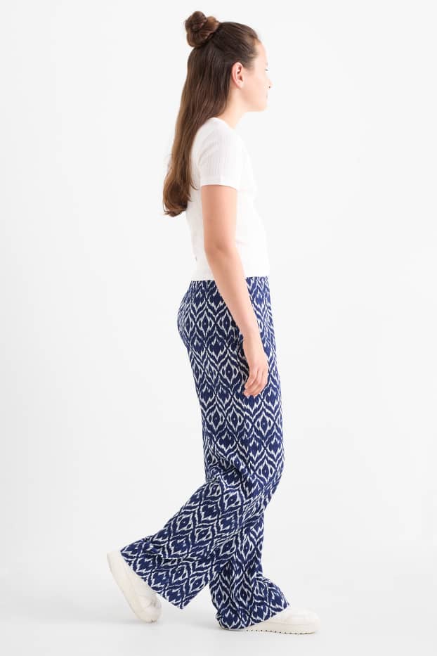 Children Girls - Jersey trousers - patterned - textured - dark blue