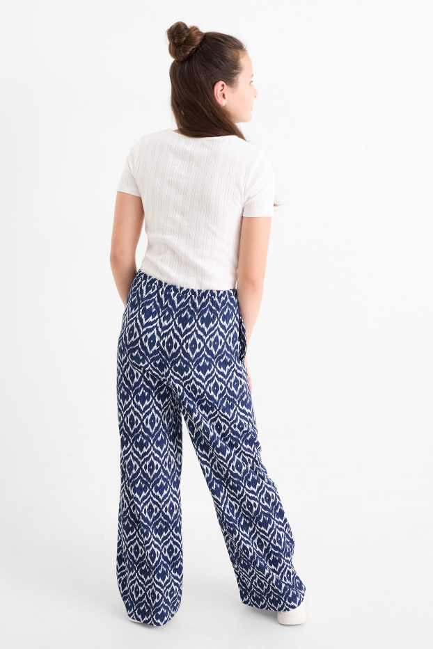 Children Girls - Jersey trousers - patterned - textured - dark blue