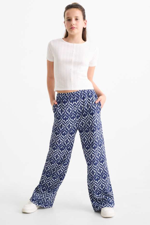 Children Girls - Jersey trousers - patterned - textured - dark blue
