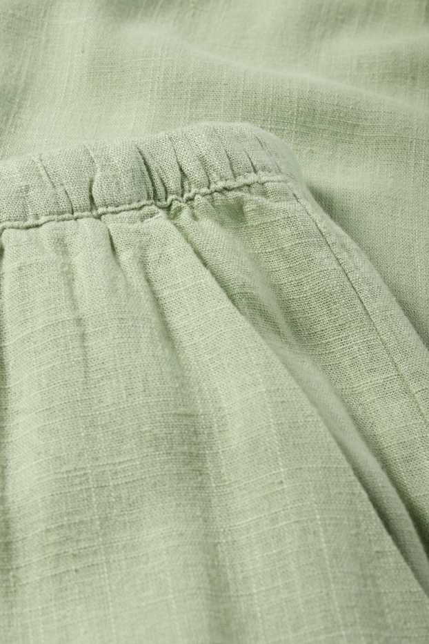 Damen - Stoffhose mit Leinen-Anteil - Mid Waist - Wide Leg - hellgrün