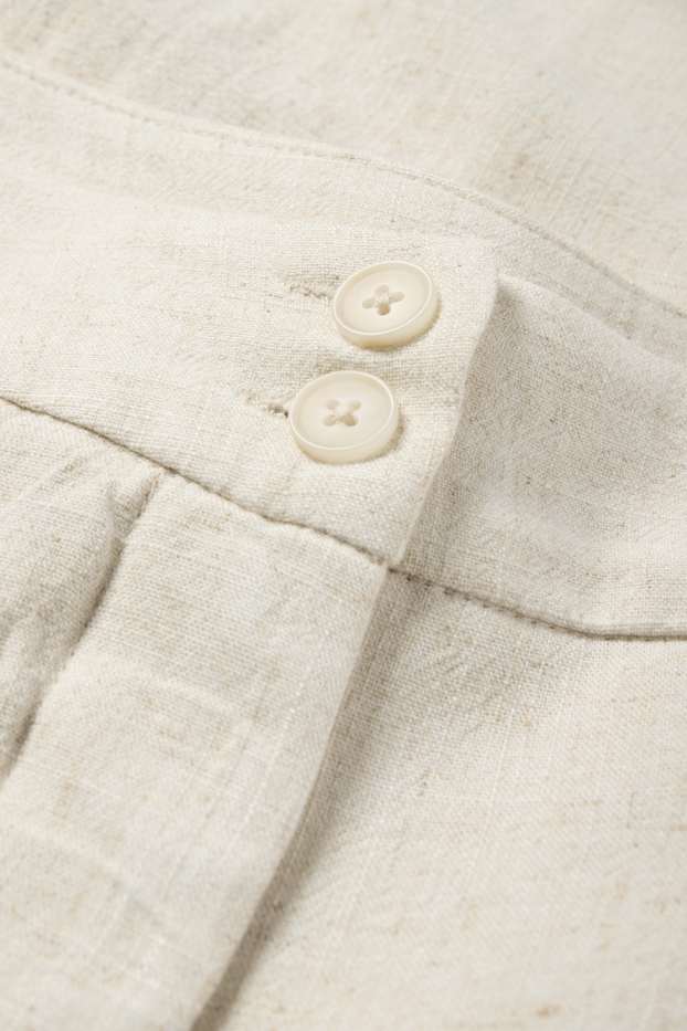 Damen - Business-Hose mit Leinen-Anteil - High Waist - Relaxed Fit - hellbeige