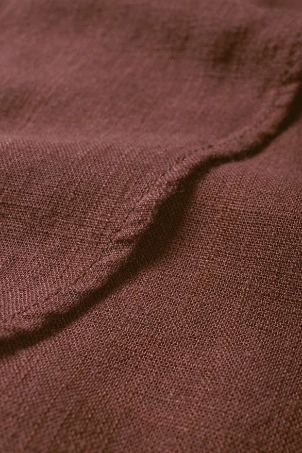 Femmes - Pantalon de toile avec teneur en lin - mid waist - wide leg - marron foncé