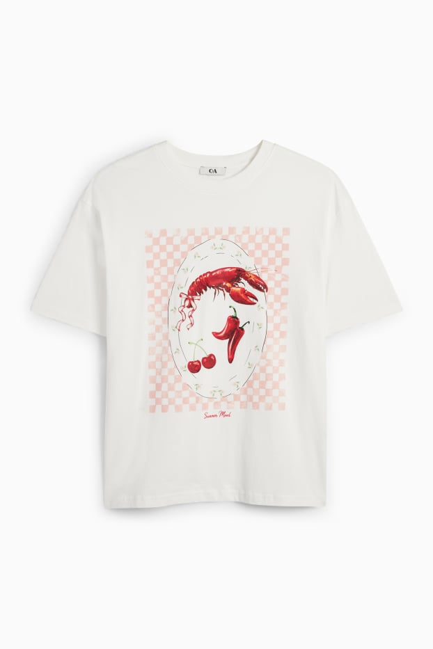 Women - T-shirt - oversized - white