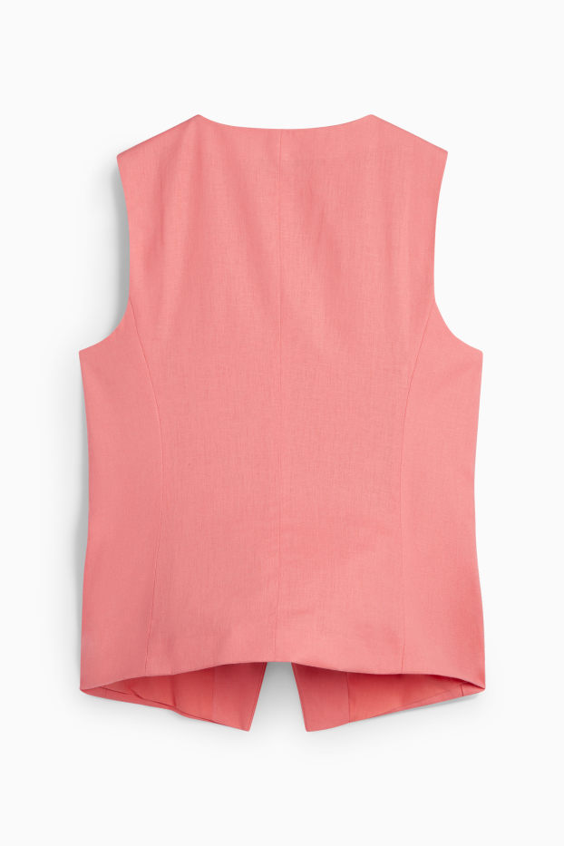 Damen - Weste - Tailored Fit - Leinen-Mix - pink