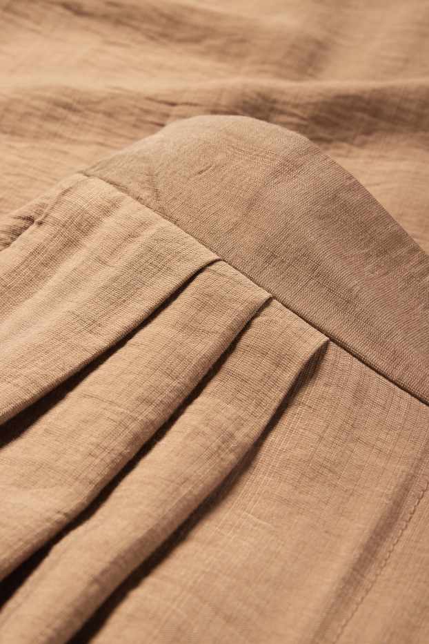 Femmes - Pantalon en toile - high waist - wide leg - marron clair