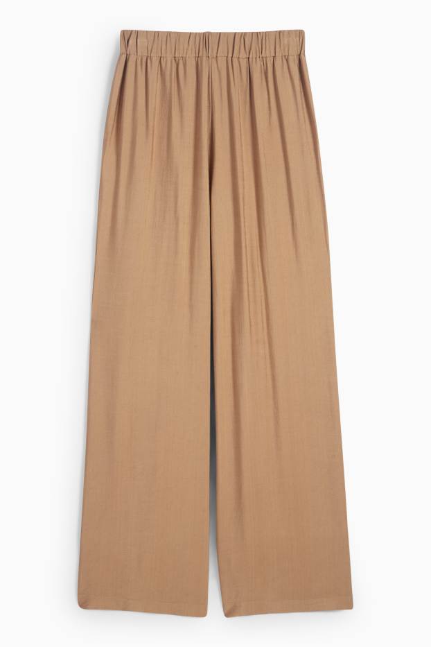 Femmes - Pantalon en toile - high waist - wide leg - marron clair
