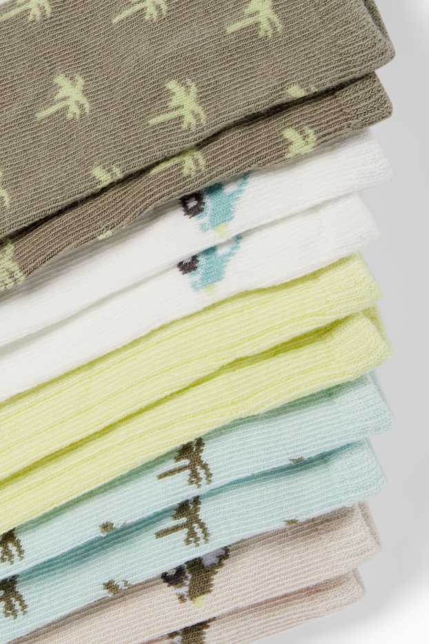 Baby: jongens - Set van 5 paar - palmboom en bus - sneakersokken met motief - groen