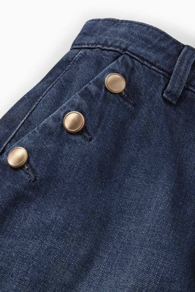 Dames - Korte spijkerbroek - high waist - jeansdonkerblauw
