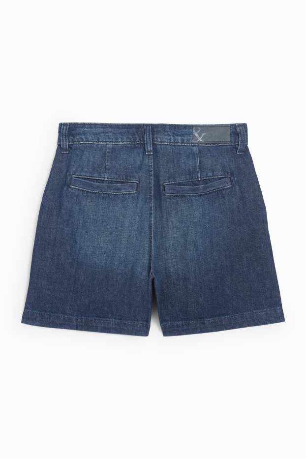 Dames - Korte spijkerbroek - high waist - jeansdonkerblauw