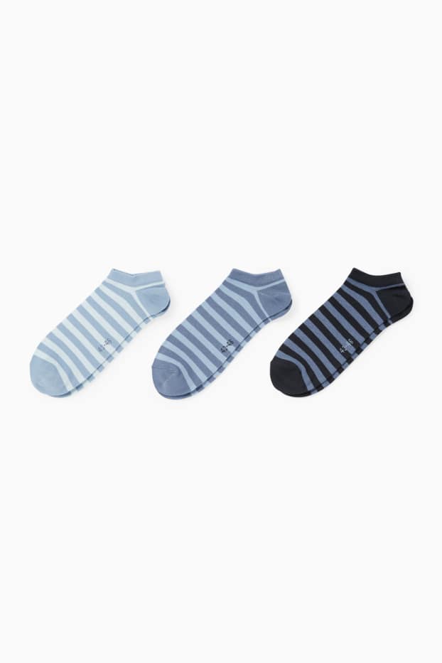 Hommes - Lot de 3 paires - socquettes de sport - à rayures - bleu foncé