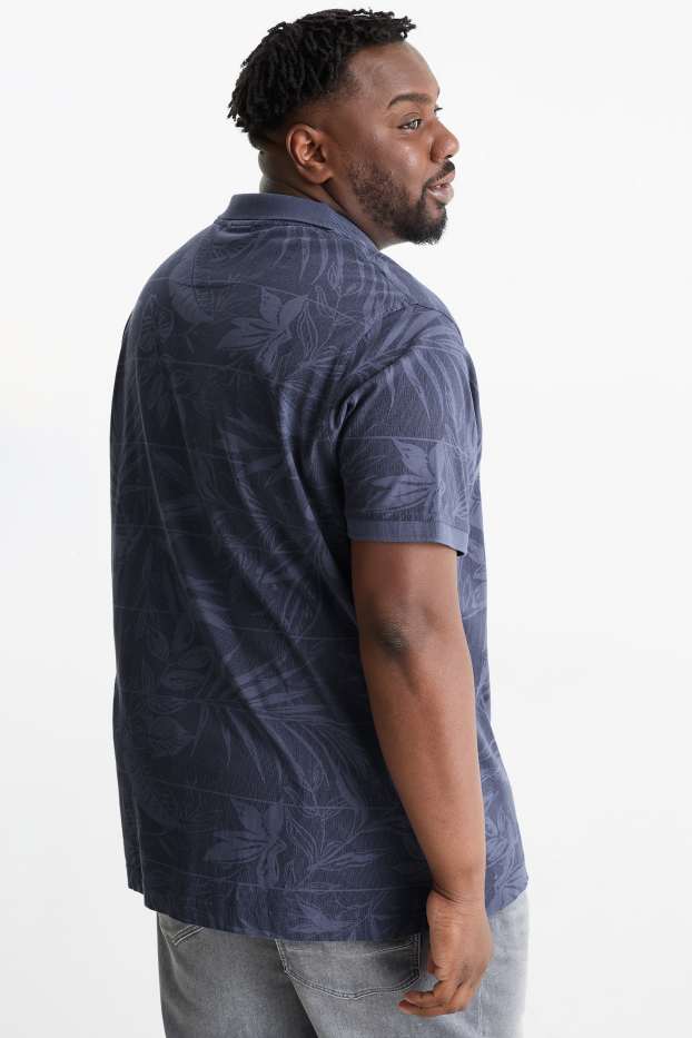 Hommes - Polo - à motif - bleu foncé