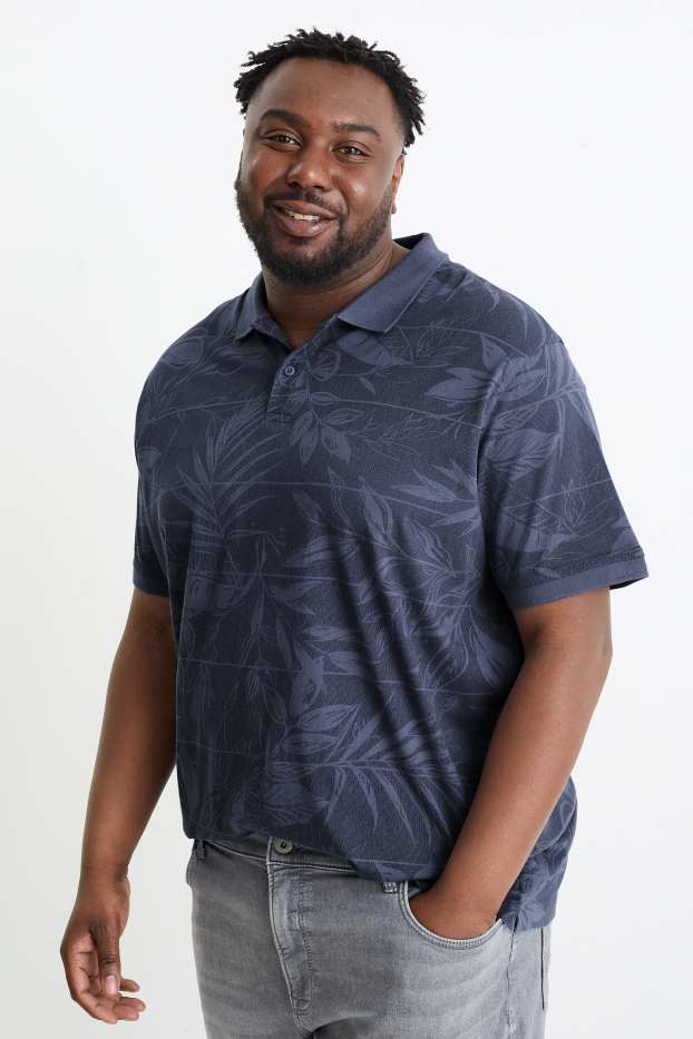 Hommes - Polo - à motif - bleu foncé