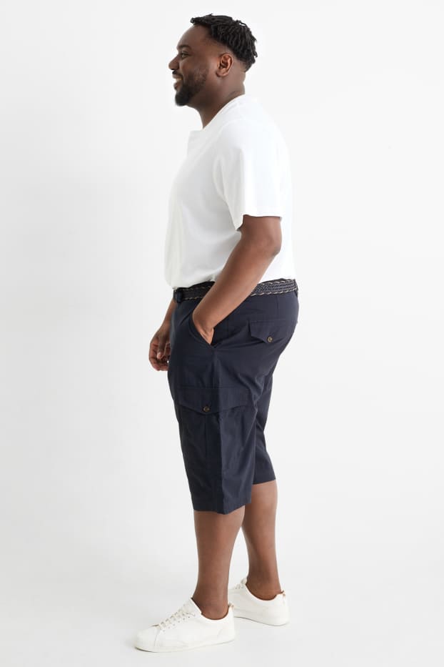 Uomo - Bermuda cargo con cintura - blu scuro