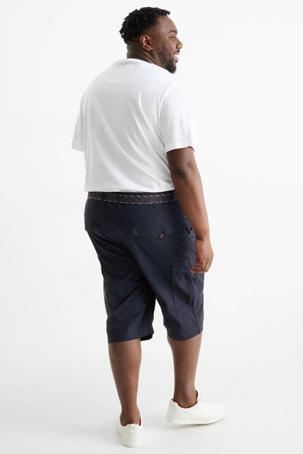 Uomo - Bermuda cargo con cintura - blu scuro